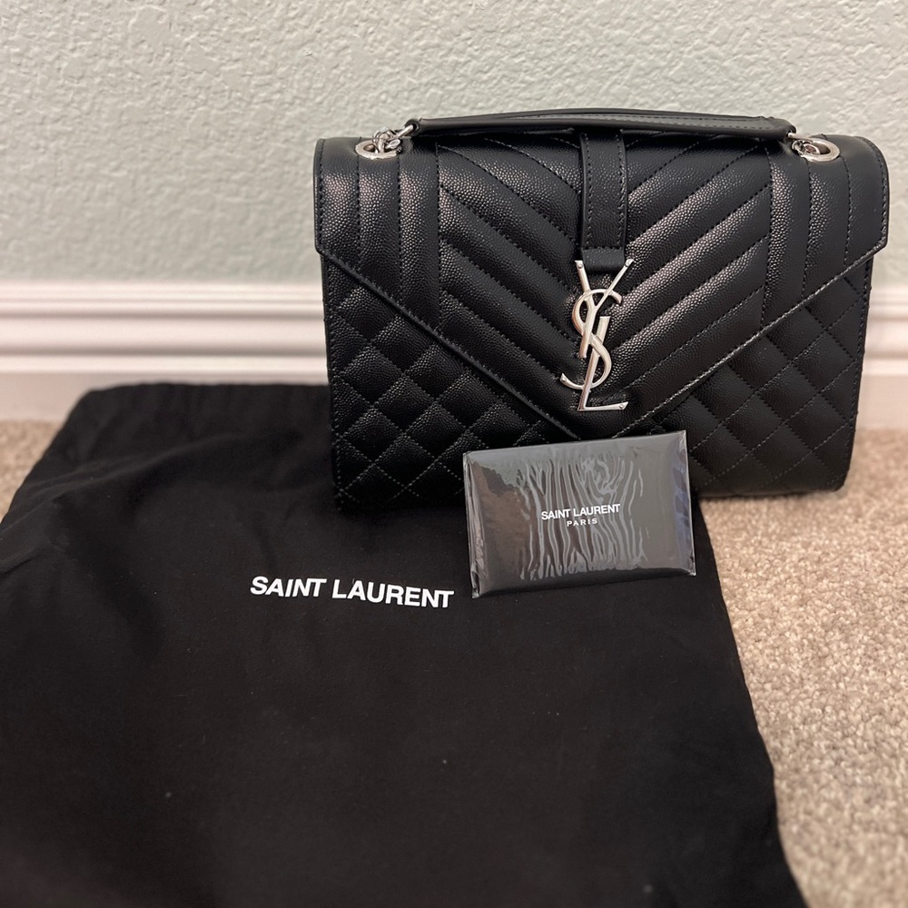 Yves Saint Laurent Black Chevron Quilted Shoulder Bag